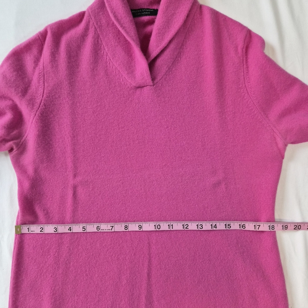 ​Valerie Stevens 2-Ply 100% Cashmere Shawl Collar Sweater - Bold Pink - Large - Picture 4 of 9